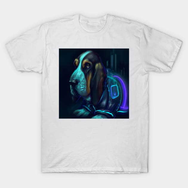 Cyber Punk Basset Hound T-Shirt by GhostlierNation